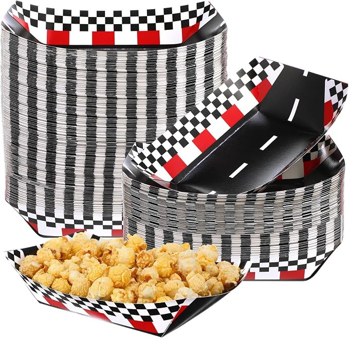 Havawish 50 Pcs Racing Car Food Trays Bulk 1st Race Track Checkered Party Supplies Decorations Ra... | Amazon (US)
