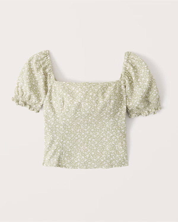 Squareneck Puff Sleeve Top | Abercrombie & Fitch (US)
