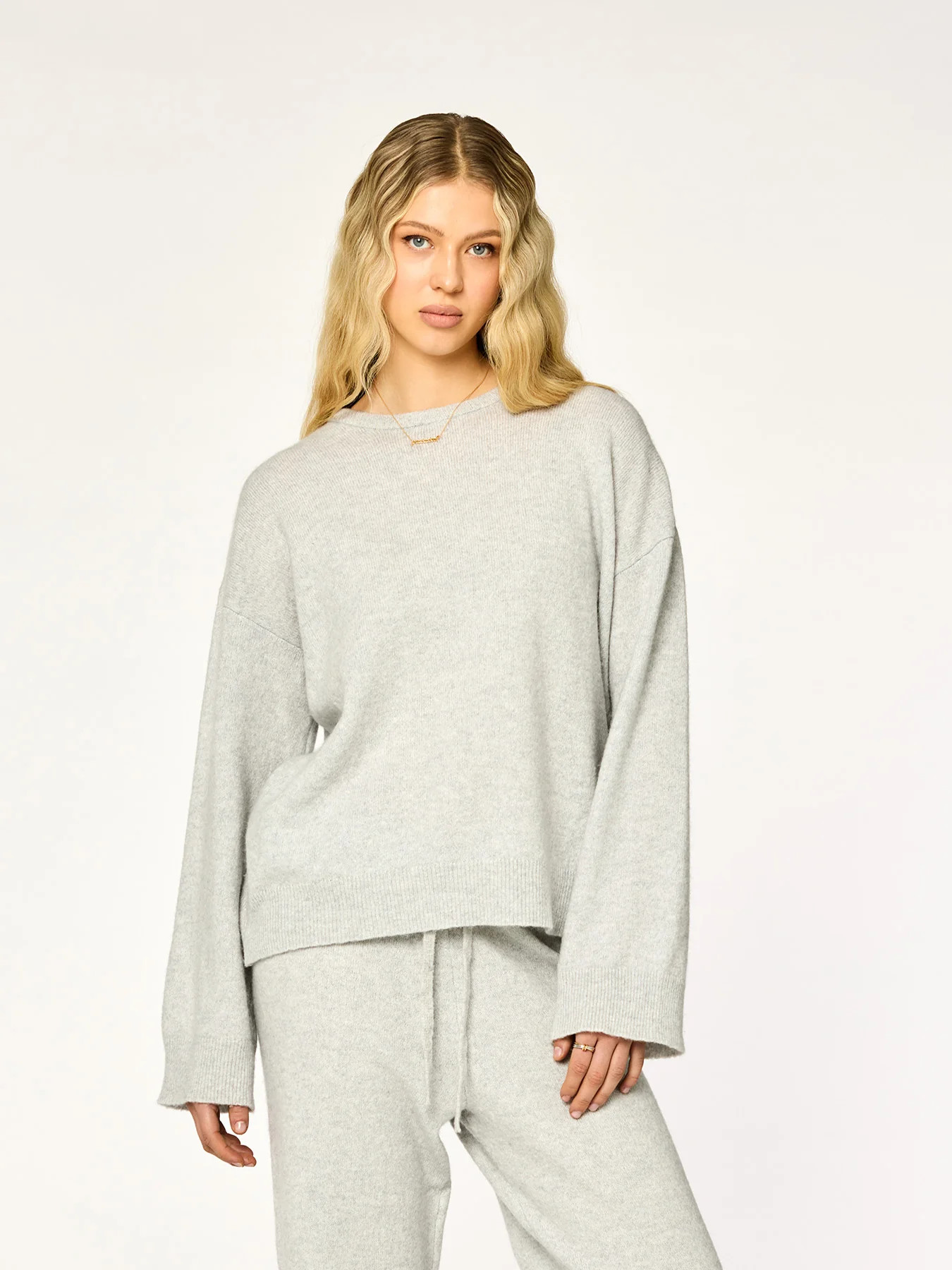 HEATHER - Knit Sweater • Light Grey | Ninety-9