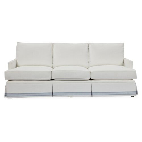 Bloomfield 3-Seat Skirted Sofa, Ivory | One Kings Lane