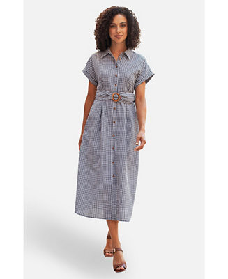 Women's Gingham Relaxed Shirt Dress | Macy's