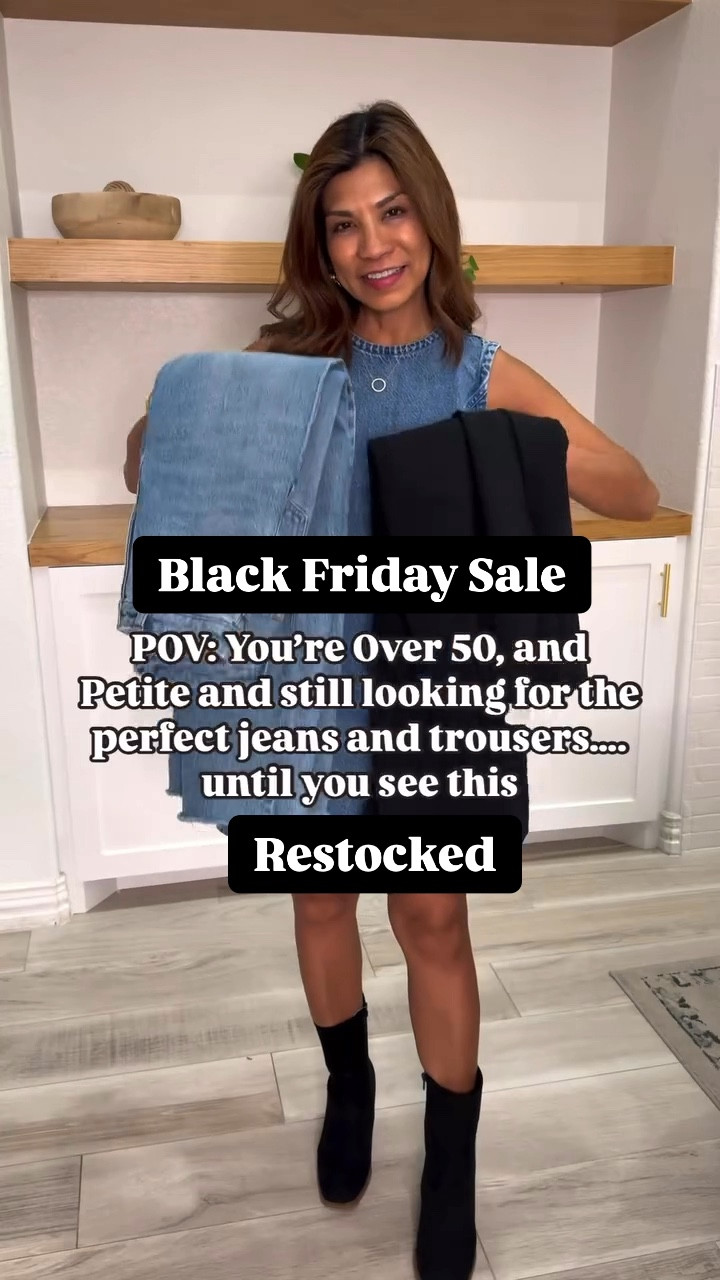 Jeans: fit tts; wearing size 26 short length. I’m 5’2”. In medium wash raw hem.
Trousers: fit tts: wearing size 26 short length in black.
Denim dress in regular length in XS, Medium Wash. 
Black zippered vest in XS.
Striped sweater in XS.
Lady cardigan jacket in XS, this color sold out(other colors available).
Leopard shoes tts.

Black Friday Sale, Jeans, Fall outfits, fashion over 50, midlife fashion, petite fashion, jeans, casual outfit ideas, workwear ideas, over 50 style, affordable fashion, petite style, petite-friendly, vacation outfits, teachers outfits.

#LTKVideo 

#LTKCyberWeek #LTKOver40 #LTKSaleAlert