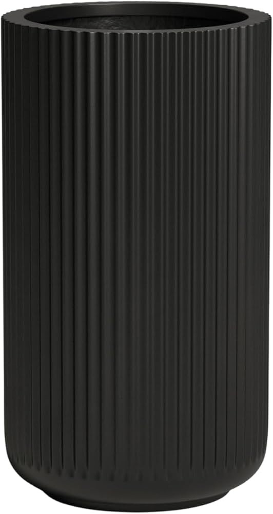 DTY Signature Mount Elbert 1-Piece Fluted Fiberstone Planter for Indoor/Outdoor, Black, 19" H x 1... | Amazon (US)