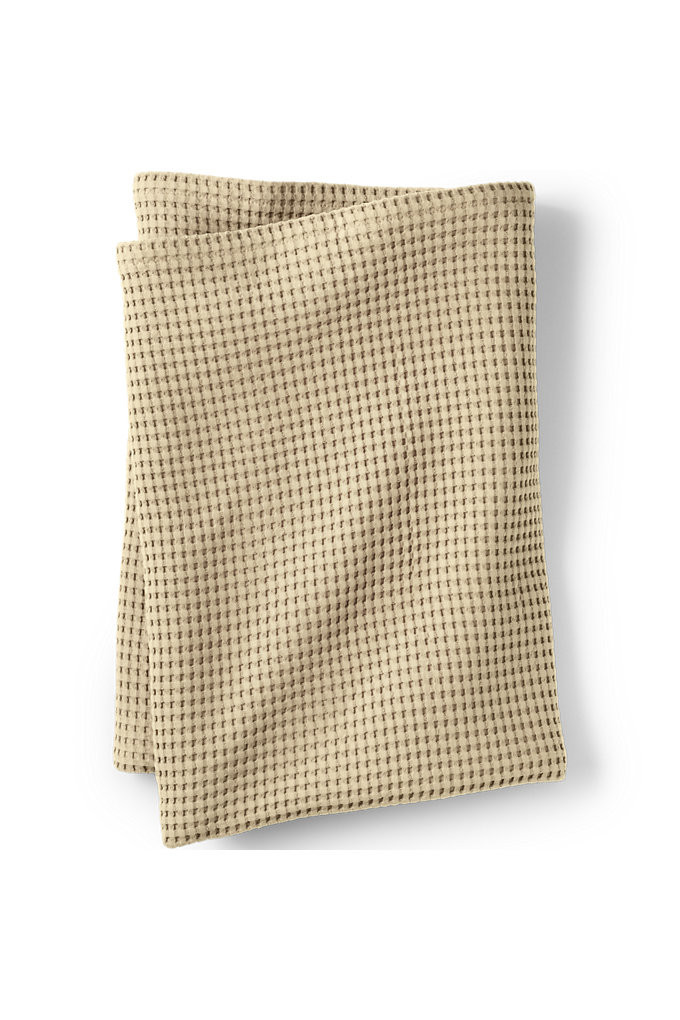 Organic Cotton Waffle Bed Blanket - Lands' End - Brown - FQ | Lands' End (US)