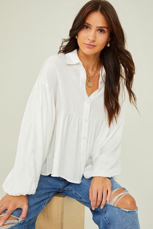 Kylie Babydoll Button Up Top | Altar'd State