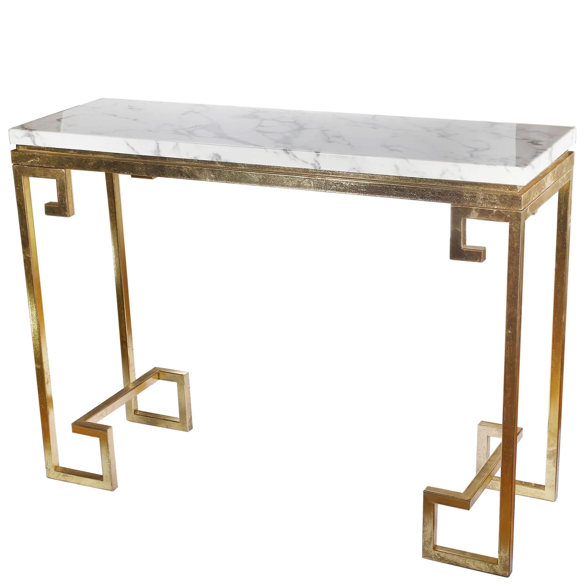 46" Gold and Clear Marble and Iron Console Table | Walmart (US)