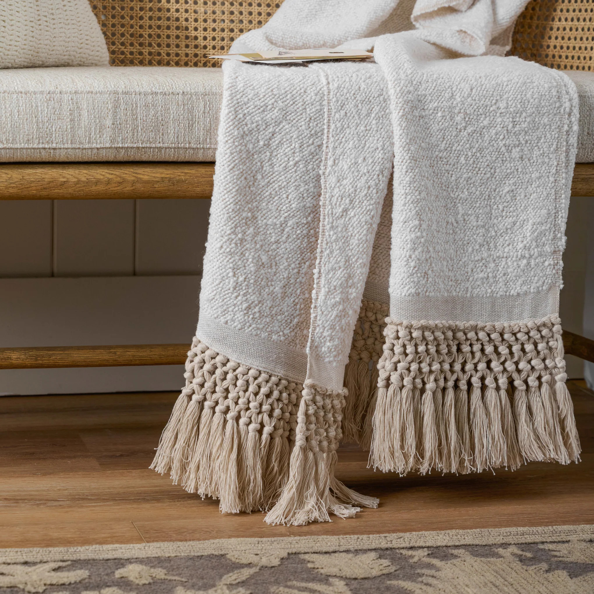 Antique White Essential Tassel Throw | Magnolia