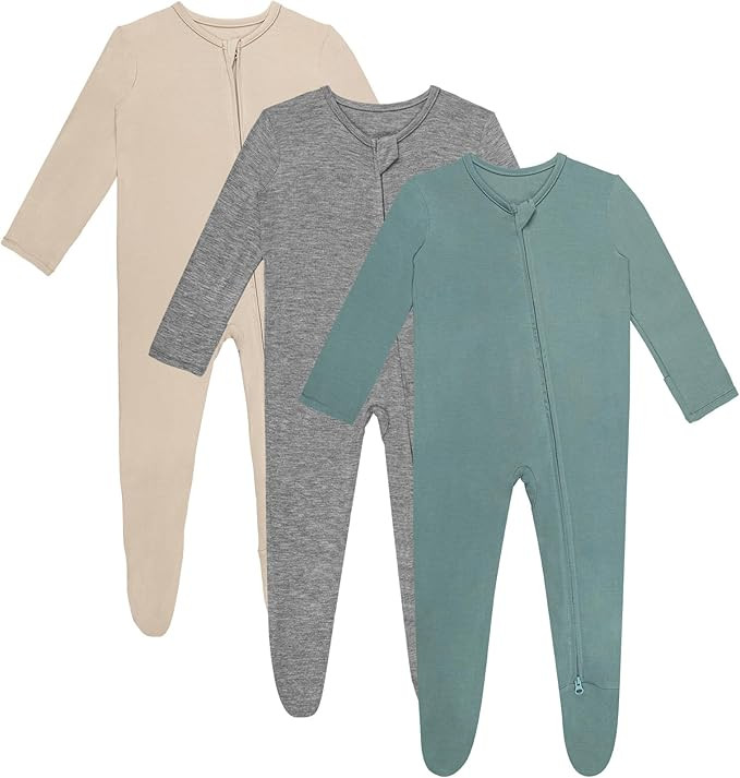 3 Pcs Baby Long Sleepers Pajamas One Piece Footies Rompers | Amazon (US)
