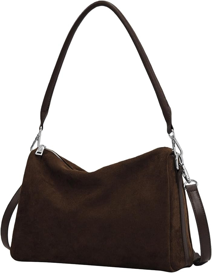 Suede Tote Bags for Women, Suede Purse Handbag Vintage Slouchy Hobo Shoulder Crossbody Bag | Amazon (US)