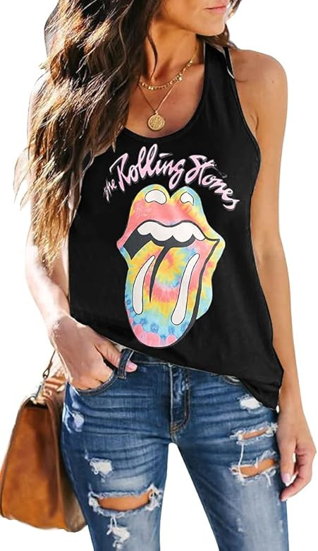 AUSUN Women's Sleeveless Workout Tank Tops Racerback Cute Printed Yoga Tops Tie Dye Loose Fit Run... | Amazon (US)