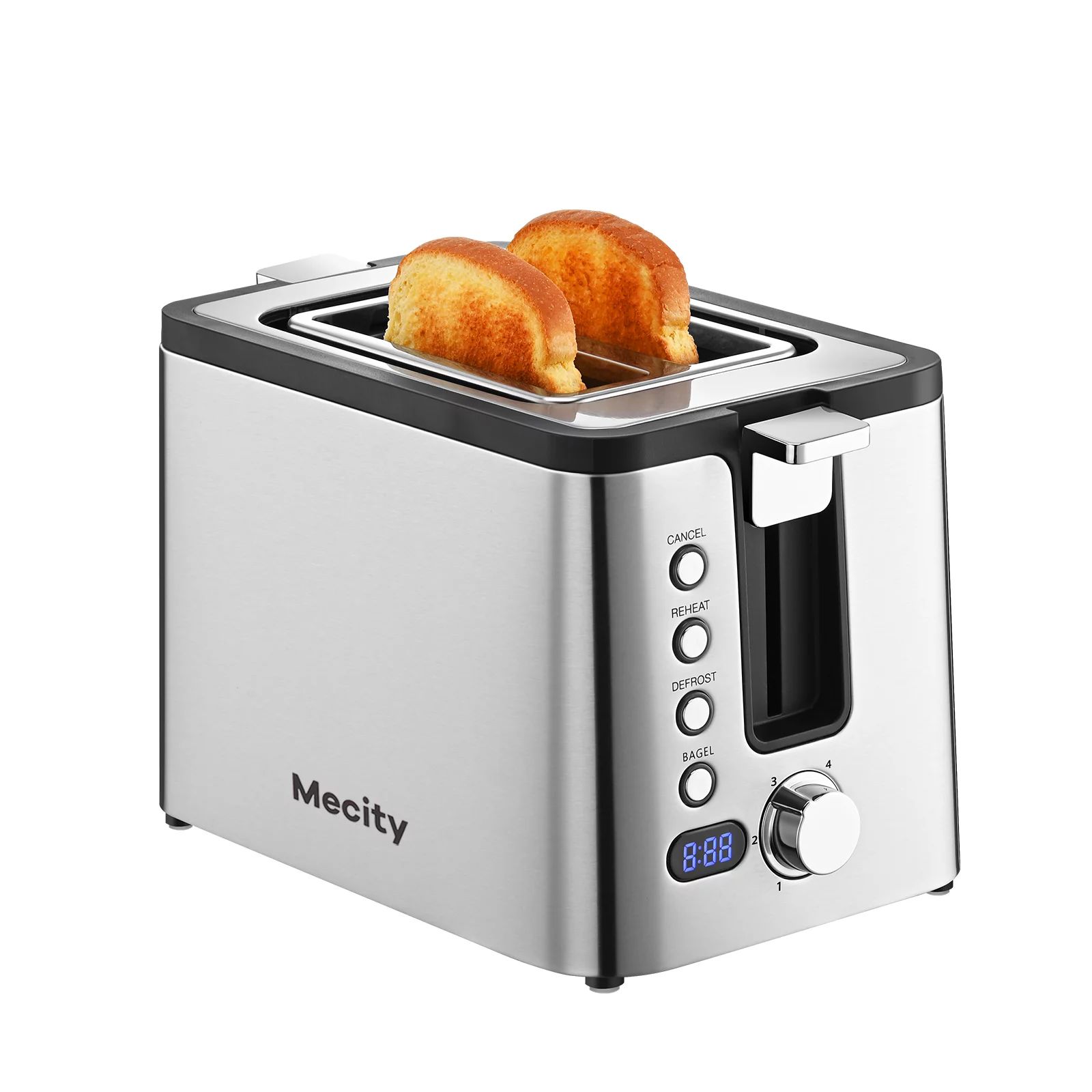Mecity Toaster 2 Slice Stainless Steel Toaster Countdown Timer, Warming Rack, Removable Crumb Tra... | Walmart (US)