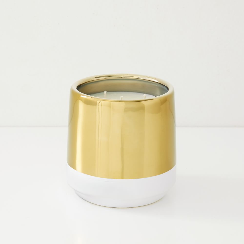 White & Gold Candle - Smoked Tonka | West Elm (US)