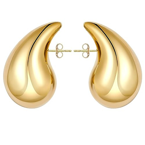 Chunky Gold Hoop Earrings For Women,Gold Teardrop Earrings Chunky Gold Earrings For Women Gold Drop Earrings,Teardrop Earrings Gold,Waterdrop Earrings Gold Jewellery Gifts For Women Christmas | Amazon (UK)