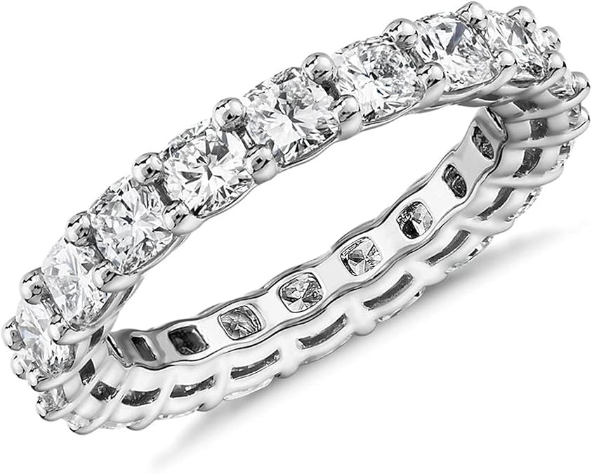 PAVOI 14K Gold Plated Eternity Ring for Women - Square-Cut Cubic Zirconia Rings - Stackable Love ... | Amazon (US)