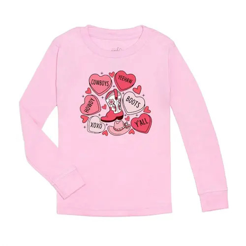 Sweet Wink Howdy Valentine's Day Long Sleeve Shirt in Pink at Nordstrom, Size 5 | Nordstrom