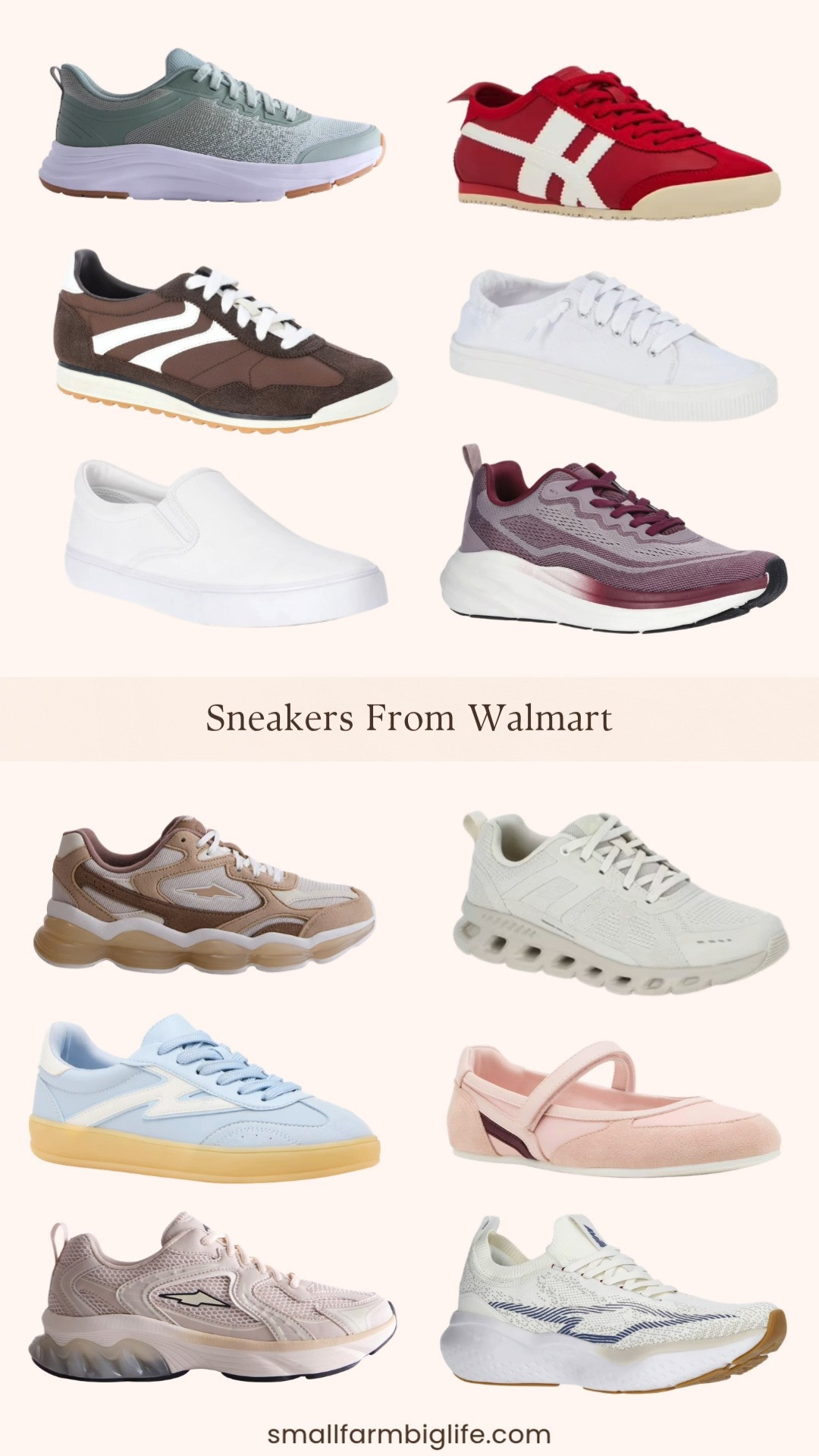 Walmart has such great sneaker options right now at really affordable prices and this round up has something for every style and every occasion. I rounded up twelve styles including classic white canvas sneakers, retro lace up styles in brown and burgundy, gum sole sneakers in light blue, slip on styles for easy everyday wear, and performance running and jogging sneakers in sage green, light pink, tan, and cream. The Madden Girl styles are so cute and on trend and the Avia comfort and performance options are great for walking and working out. All under $40 and most are significantly less than that. Tap to shop! 

 #LTKootd #LTKActive #LTKOver40