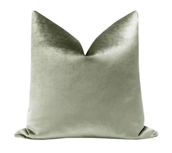 Faux Silk Velvet // Pistachio Pillow COVER ONLY| light green velvet |  | light green throw pillow... | Etsy (US)