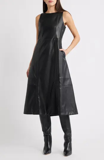 Structured Faux Leather Midi Dress | Nordstrom