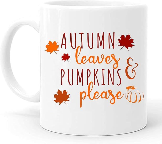 Rosara Autumn Leaves and Pumpkin Please 11oz Mug Sweater Weather Coffee Mug Fall Coffee Mug Cups ... | Amazon (US)