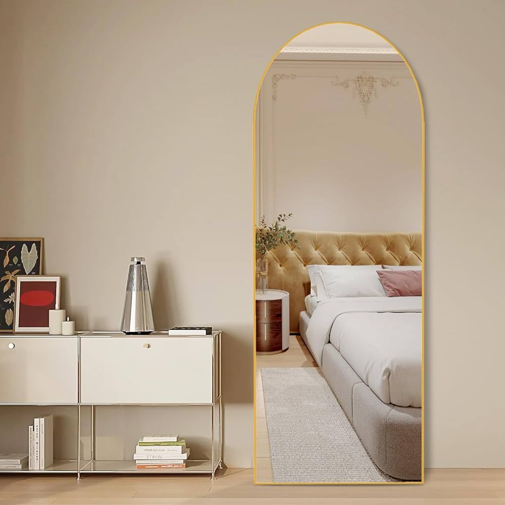 CONGUILIAO 64"x21" Full Length Mirror, Arched Floor Mirror, Full Body Mirror, Aluminum Frame Wall... | Amazon (US)