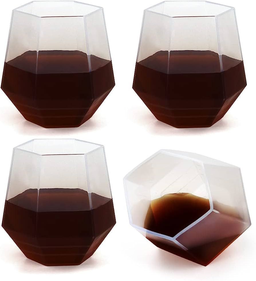 SUNGRACE Stemless Silicone Wine Glasse, Unbreakable and Portable, Unique Diamond Shaped, for Part... | Amazon (US)
