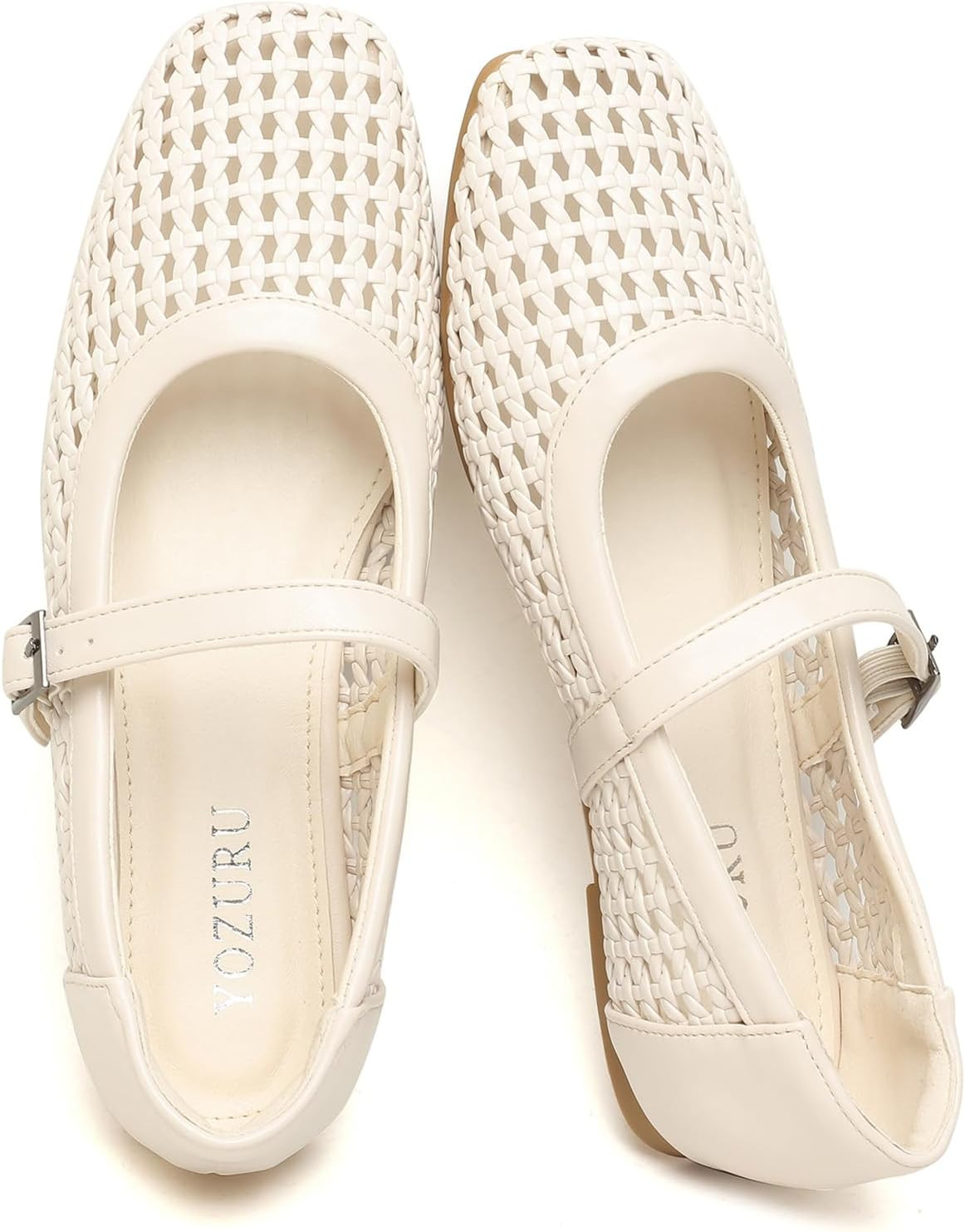 Yozuru Woven Ballet Flats for Women Comfortable Dressy Mesh Mary Jane Shoes | Amazon (US)