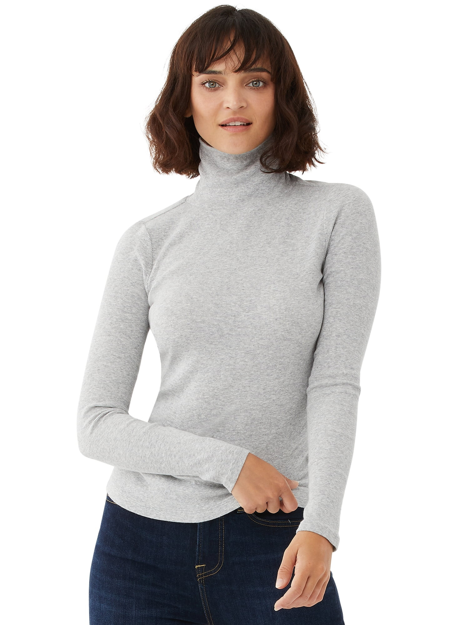 Free Assembly Women's Fine Rib Turtleneck Sweater, Lightweight | Walmart (US)