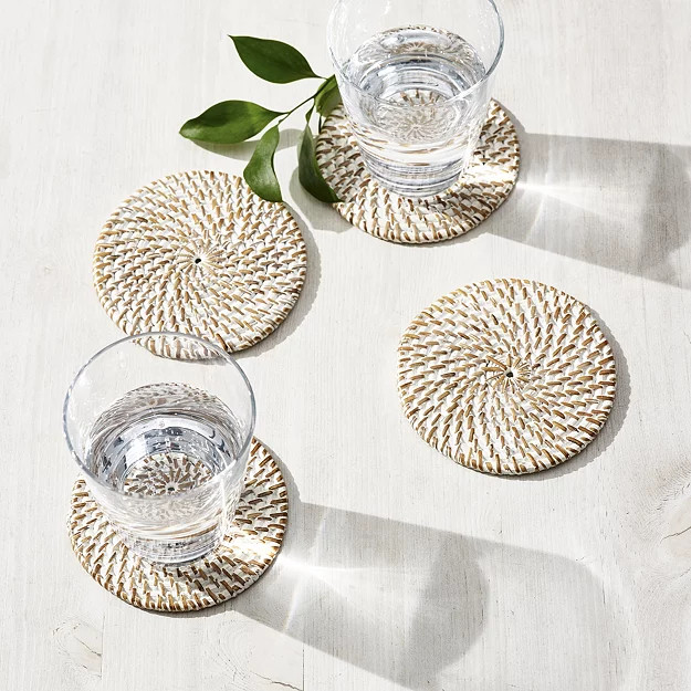 Whitewashed Rattan Coasters – Set of 4 | Home & Bath | The White Company | The White Company (UK)