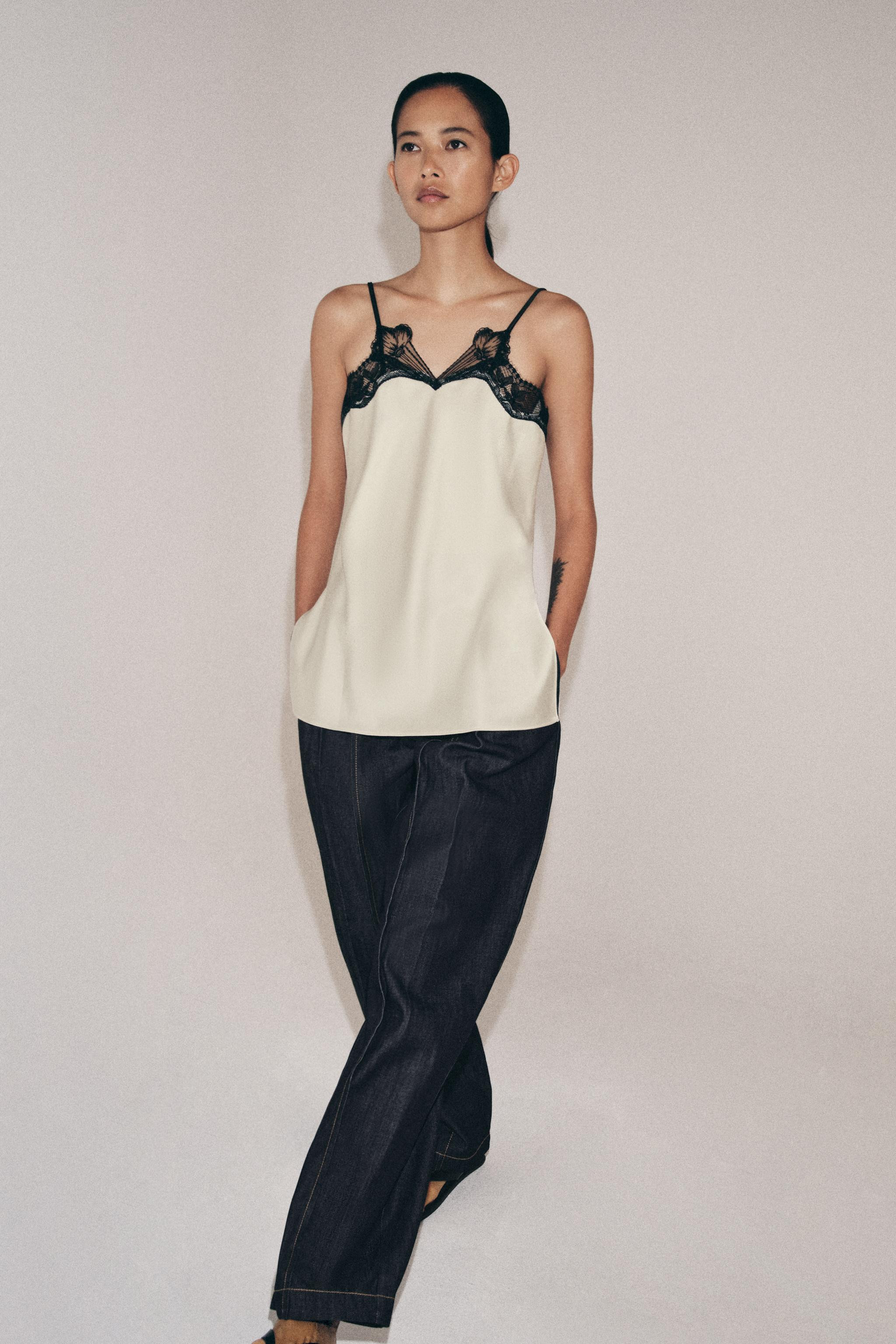 TOP PIZZO A CONTRASTO ZW COLLECTION | Zara US