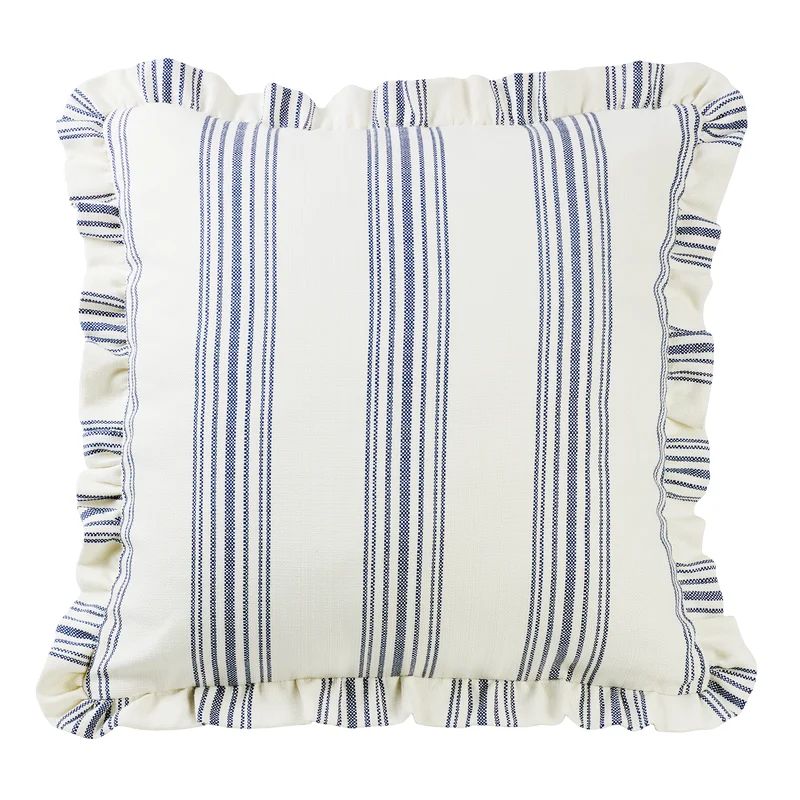 Undis Ruffled Edges Ticking Stripe Classic Chic Farmhouse 27 x 27 inch Decorative Euro Pillow Sha... | Wayfair North America