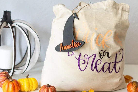 Witch Hat Name Tag - Halloween Basket Tag - Child Halloween Party Favors - Boo Basket Tag | Etsy (US)