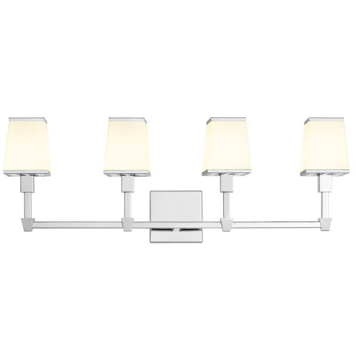 Kingston 4-Light Vanity with Opal Glass Shade, Polished Nickel | Lights.com