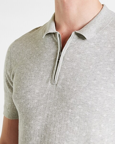 Jacquard Cotton Short Sleeve Zip Polo Sweater | Express