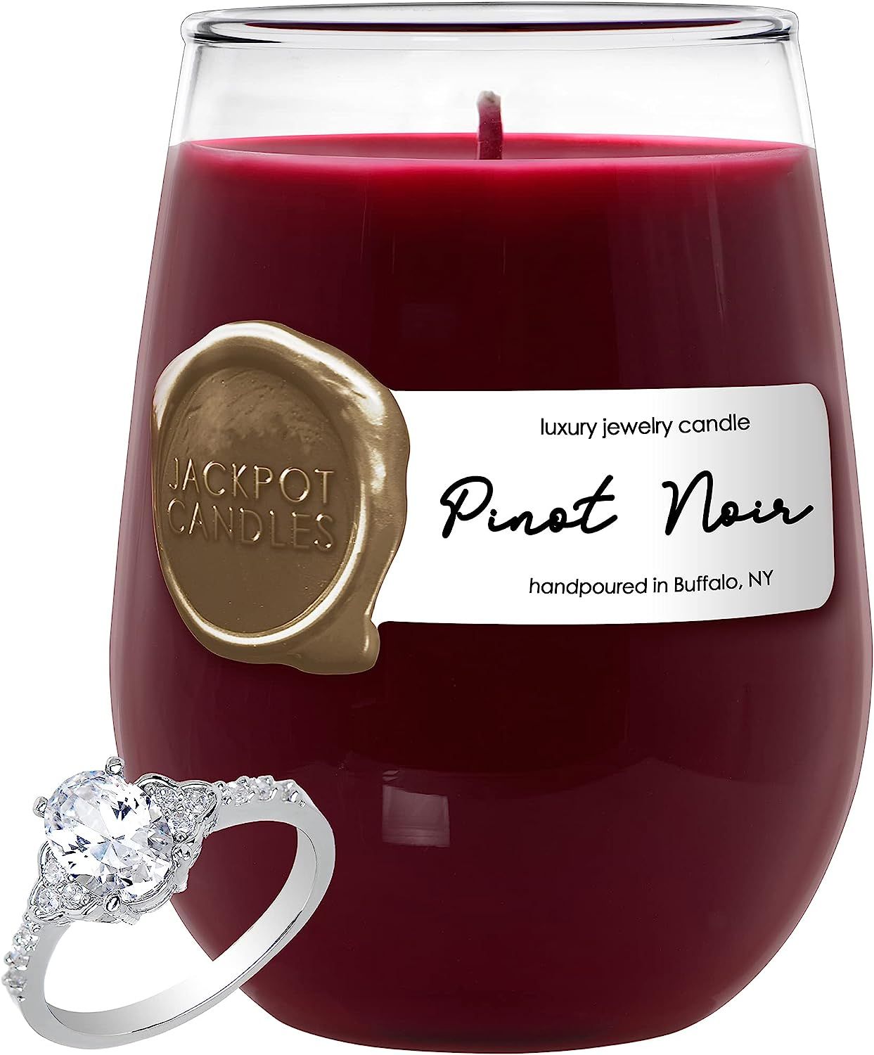 Jackpot Candles Pinot Noir Wine Glass Candle with Ring Inside (Surprise Jewelry Valued at 15 to 5... | Amazon (US)