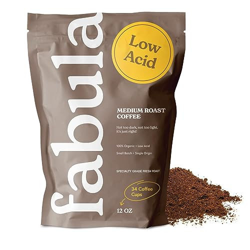 Fabula Low Acid Coffee, USDA Organic Ground Coffee Medium Roast - Non GMO - No Molds - Mycotoxins Pesticides Free - Single Origin Coffee - 12 oz | Amazon (US)