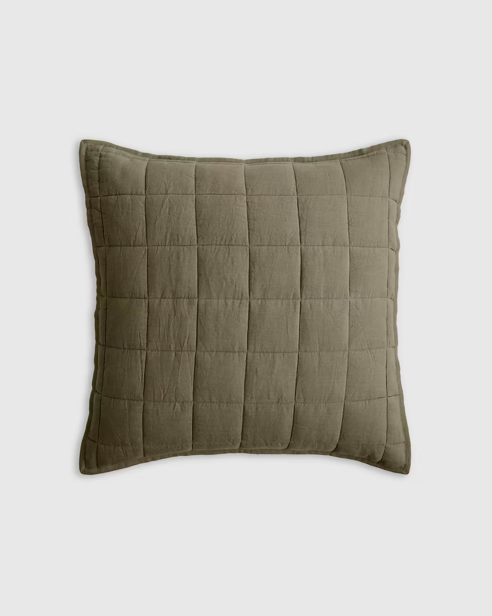 European Linen Quilted Euro Sham in Dusty Olive | Quince