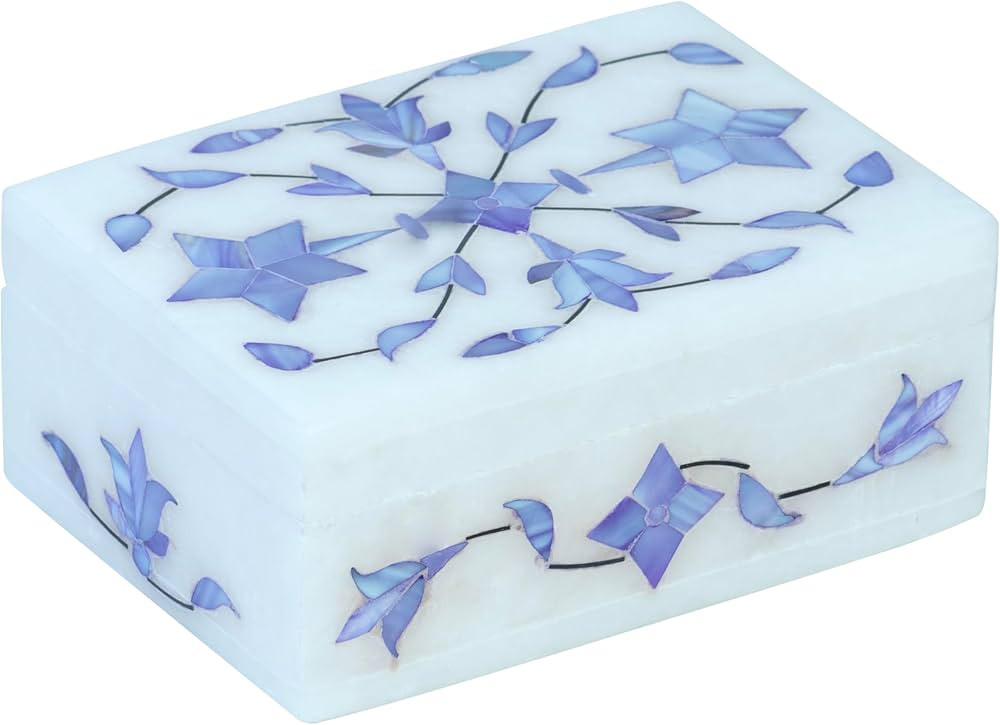 Crocon Marble Jewelry Box, Jewelry Organizer, Floral Mother of Pearl Inlay Makeup Organizer, Earr... | Amazon (US)