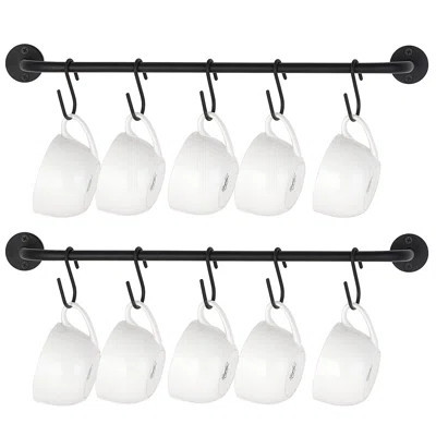 Mug Holder Wall Mounted Coffee Cup Rack Hanger Modern Metal With 10 Mug Hooks Rustic Utensil Tea Cups Storage Organizer , Set Of 2, Black | Wayfair North America
