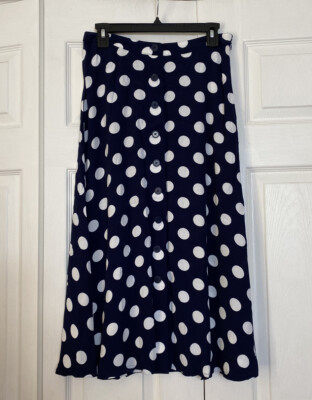 Talbots Size 2 Navy Blue Polka Dot Midi Skirt A-line Flare Women’s  | eBay | eBay US