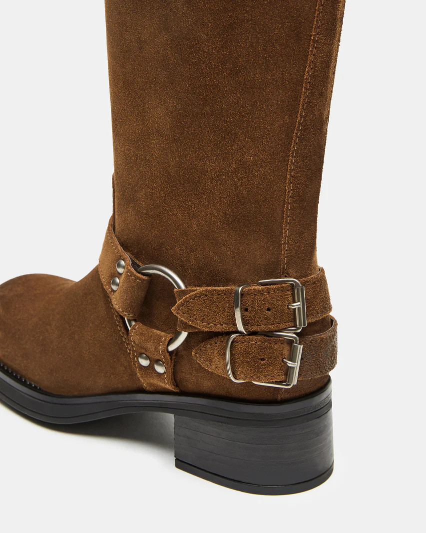 ASTOR Cognac Suede Knee-High Boot | Women's Boots | Steve Madden (US)