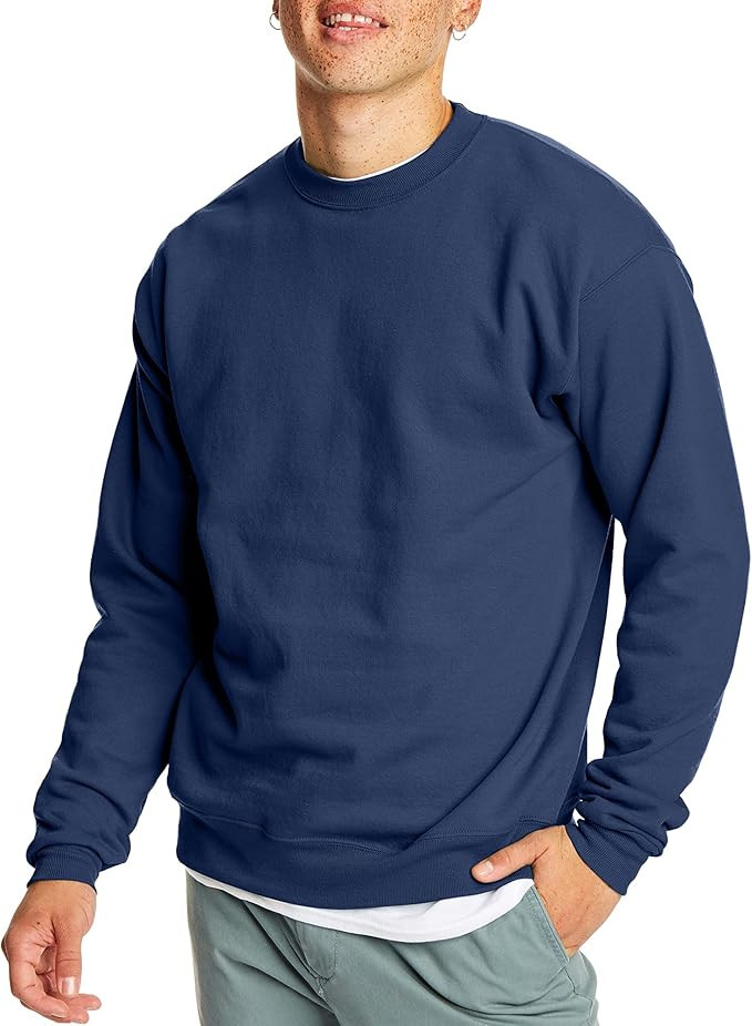 Hanes Men's Sweatshirt, EcoSmart Fleece Crewneck Sweatshirt, Cotton-Blend Fleece Sweatshirt, Plus... | Amazon (US)