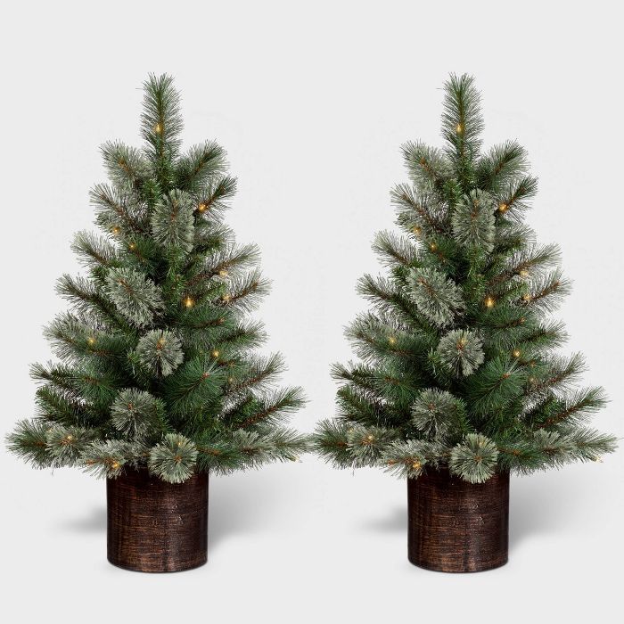 3ft/2pk Pre-lit Artificial Christmas Tree Virginia Pine Clear Lights - Wondershop&#8482; | Target