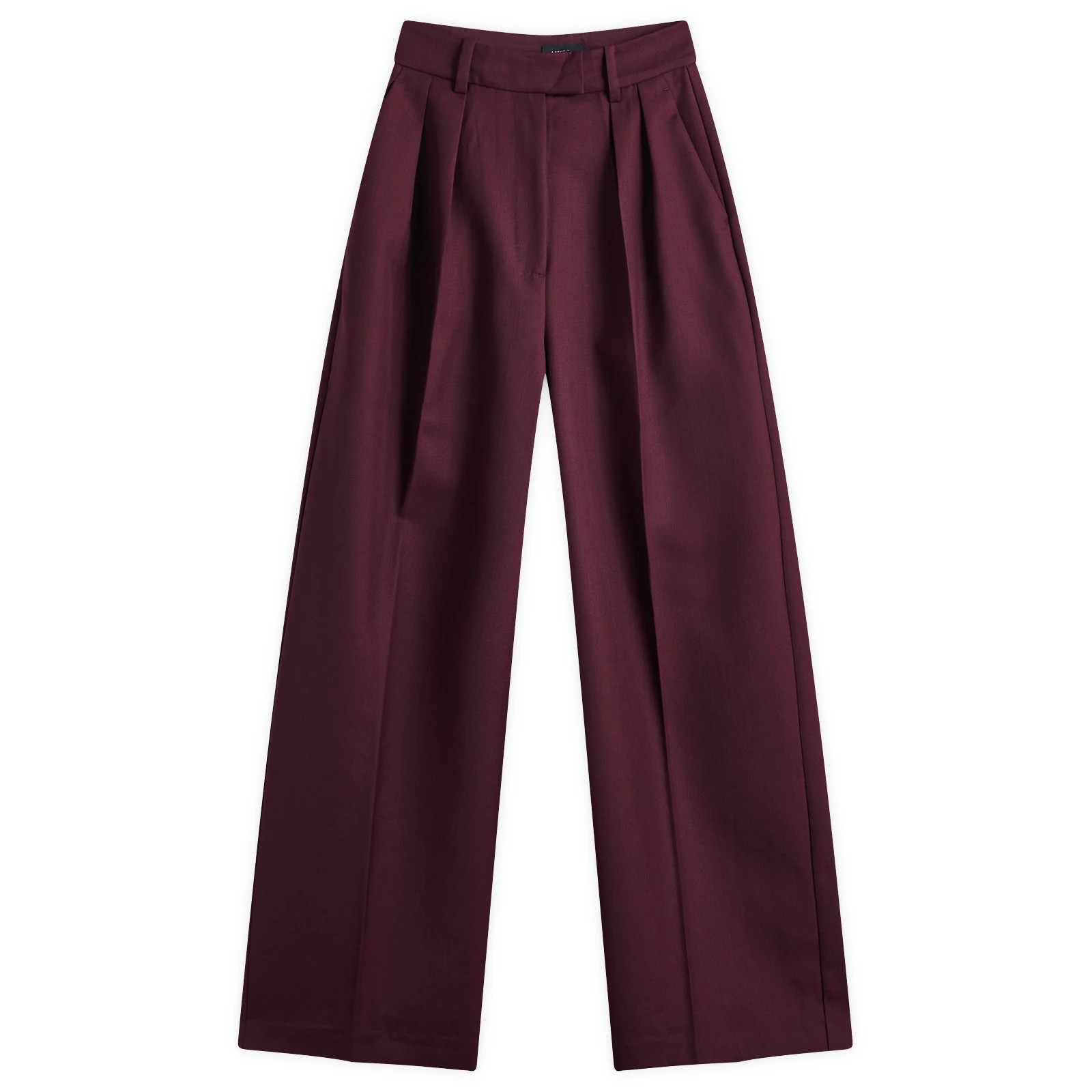 Anine Bing Women's Lou Trousers in Burgundy, Size Medium | END. Clothing