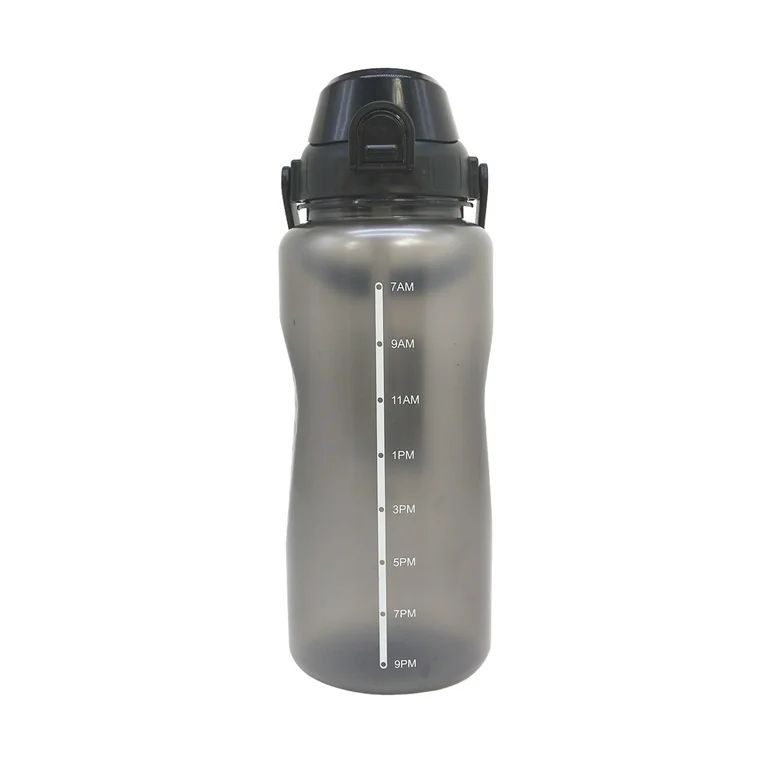 Mainstays Motivational 64oz Sports Water Bottle with Straw and Time Marker Black | Walmart (US)