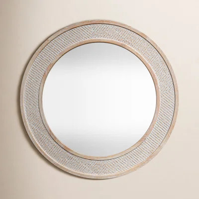 Yalina Framed Wall Mirror 28" Diameter Natural | Wayfair North America