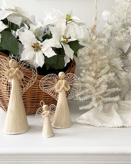 Christmas angels, faux poinsettias, white Christmas trees, wicker baskets

#LTKSeasonal #LTKHoliday #LTKhome
