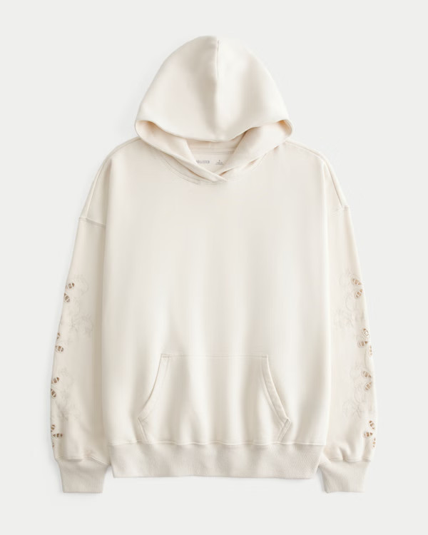 Easiest Embroidered Floral Cutout Hoodie | Hollister (US)
