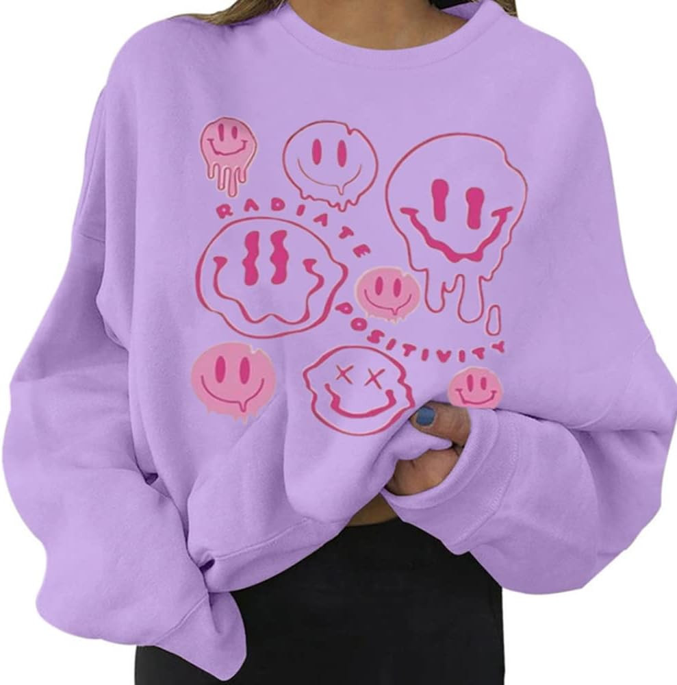 MISSACTIVER Women's Funny Graphic Oversized Sweatshirts Solid Casual Crewneck Long Sleeve Drop Sh... | Amazon (US)