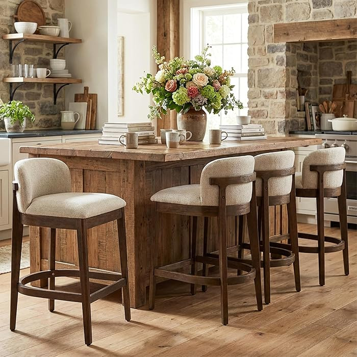 Christopher Knight Home Arden Indoor Wooden Counter Stool Set of 4, Upholstered Seat with Foam Cu... | Amazon (US)