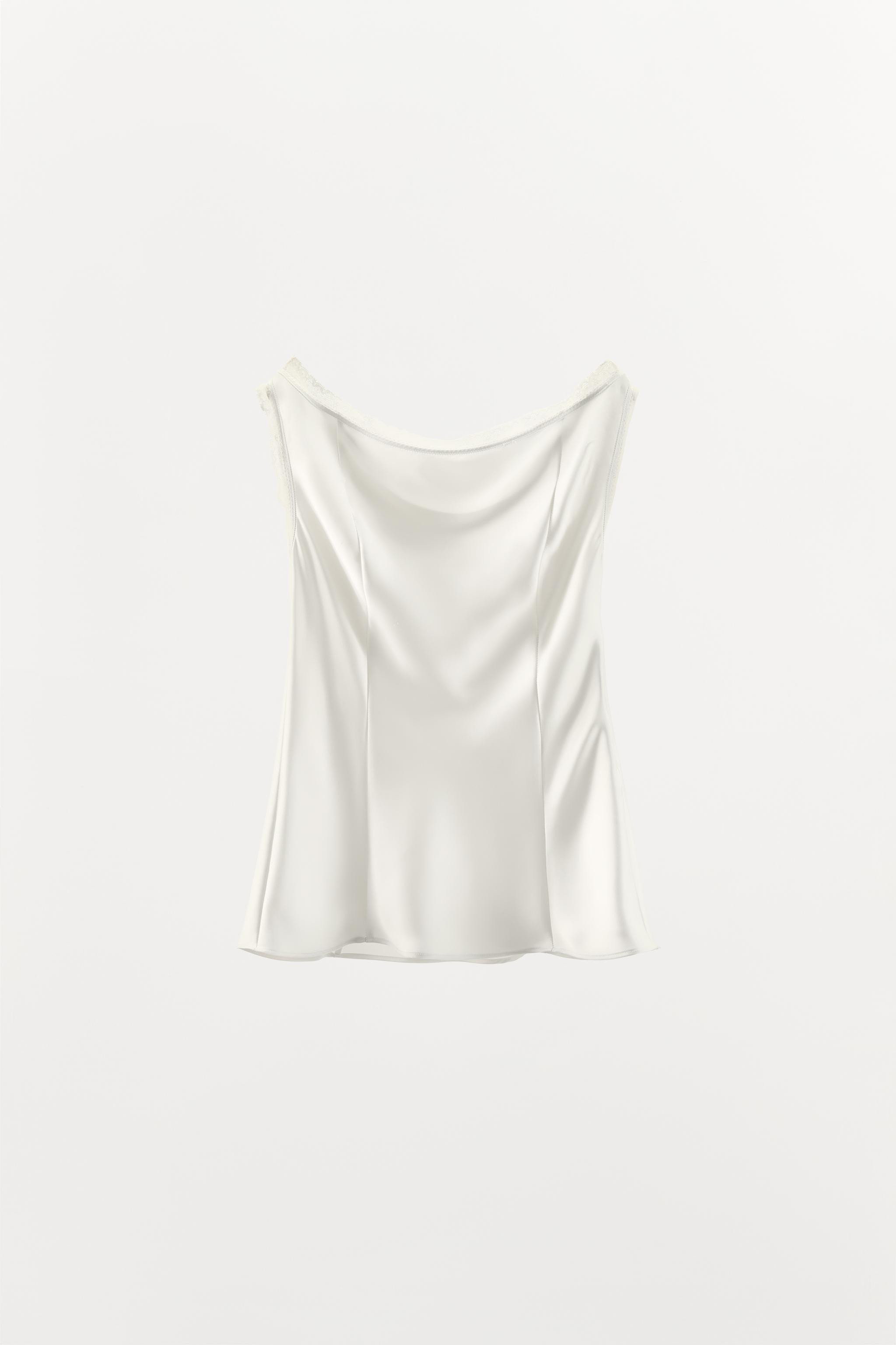 SATIN EFFECT LACE TOP | Zara US